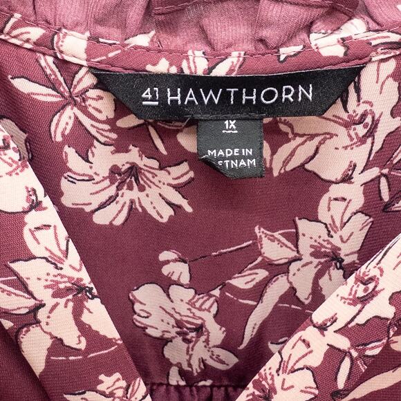 41 Hawthorn Orlee Mauve Floral Sleeveless Blouse Women's Size 1X Stitch Fix - Picture 6 of 7